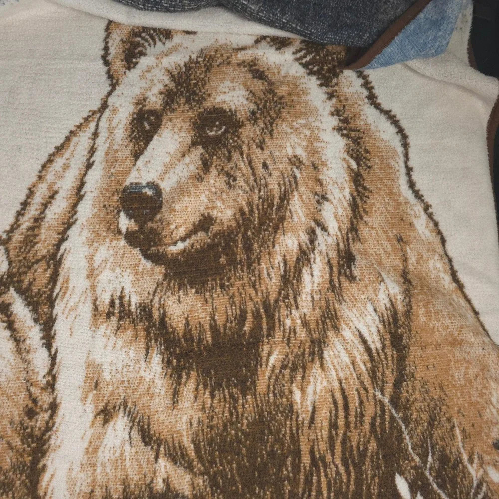 Vintage Bear Family Blanket Cozy Throw‎ Woodland Nature Scene